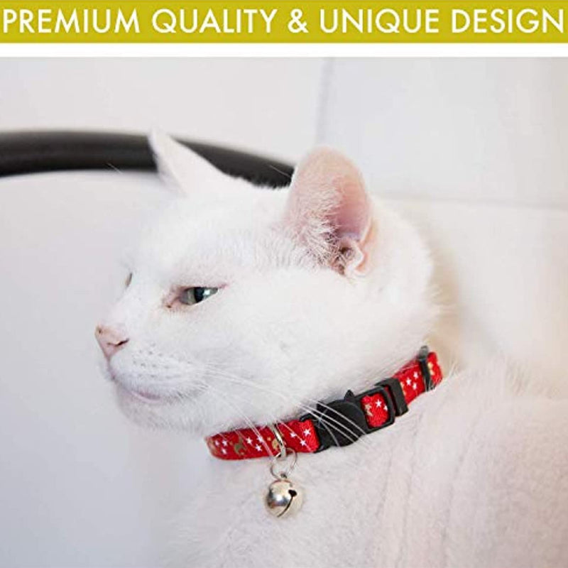 Adjustable Star & Moon Pattern Pet Collar with Bell - Breakaway Safety Feature for Cats and Dogs