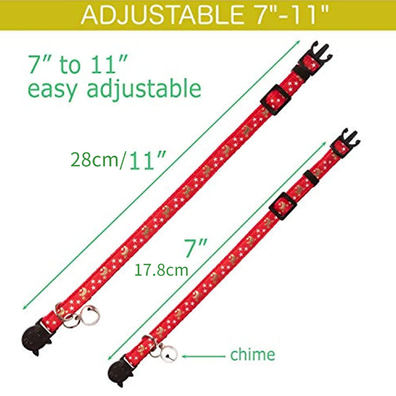 Adjustable Star & Moon Pattern Pet Collar with Bell - Breakaway Safety Feature for Cats and Dogs
