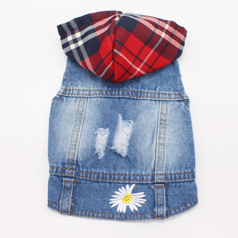 Sweet Summer Denim Dog Costume | Daisies or Plaid