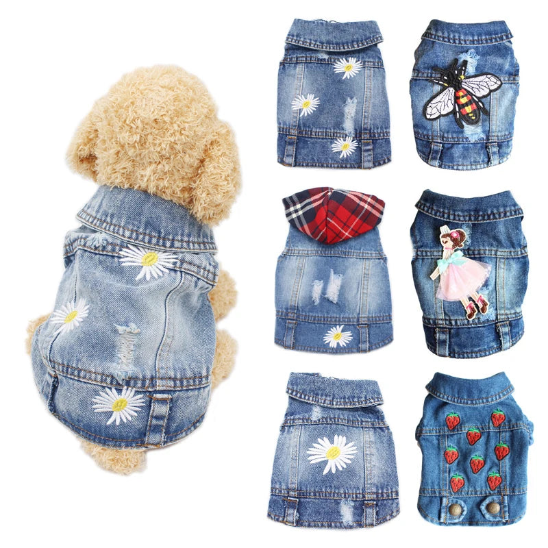Sweet Summer Denim Dog Costume | Daisies or Plaid