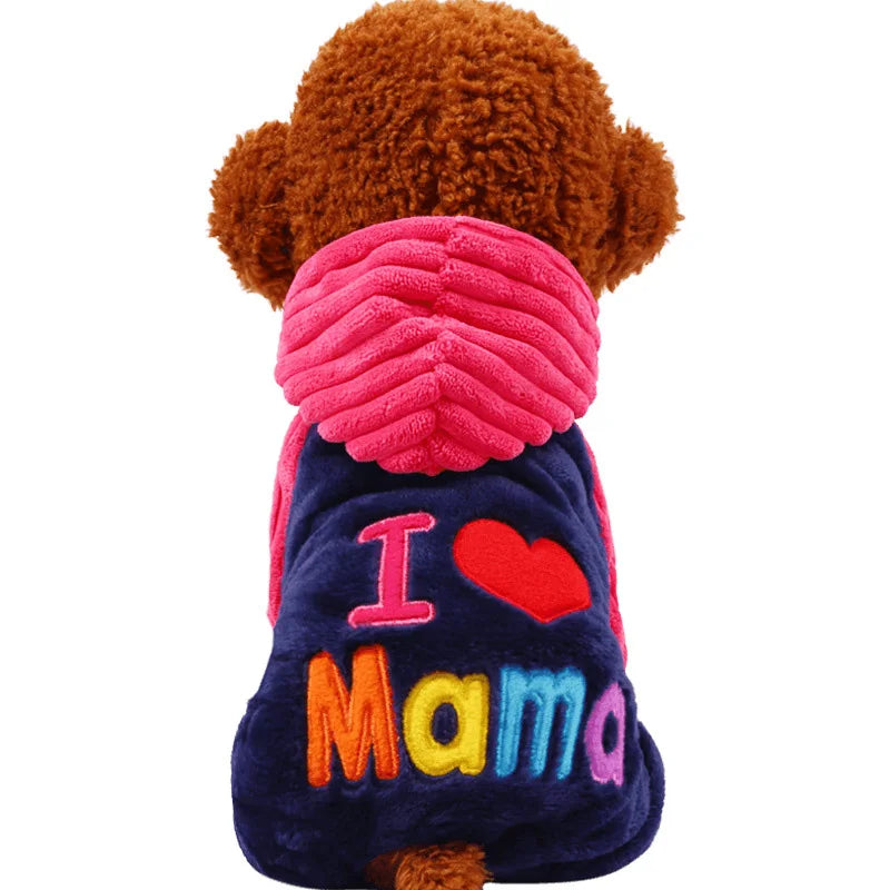 I ❤️ Mama Papa Winter Fleece Dog or Cat Costume