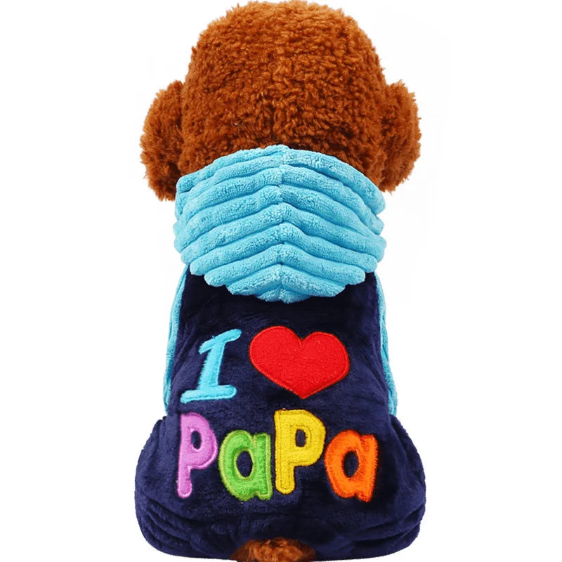 I ❤️ Mama Papa Winter Fleece Dog or Cat Costume