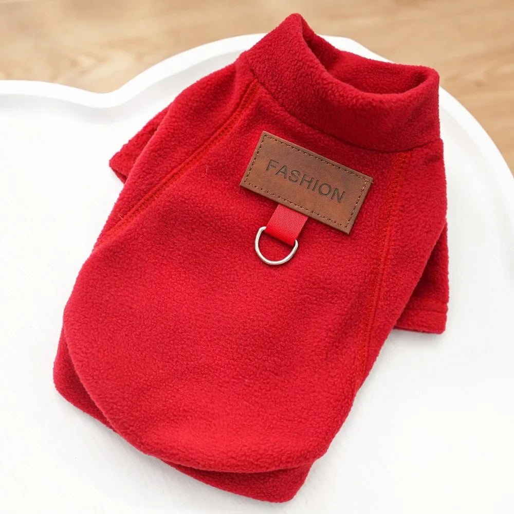 Warm Cozy Polar Fleece Dog or Cat Winter Coat | Red Grey Yellow Teal
