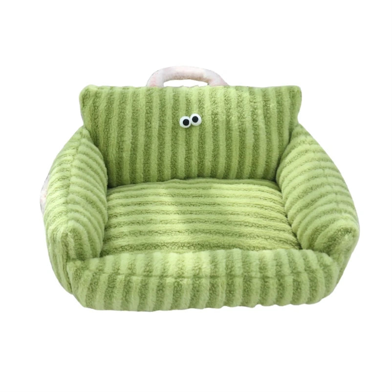 Puppy or Kitten Striped Loveseat Sofa Chair | Soft and Cozy Winter Pet Bed