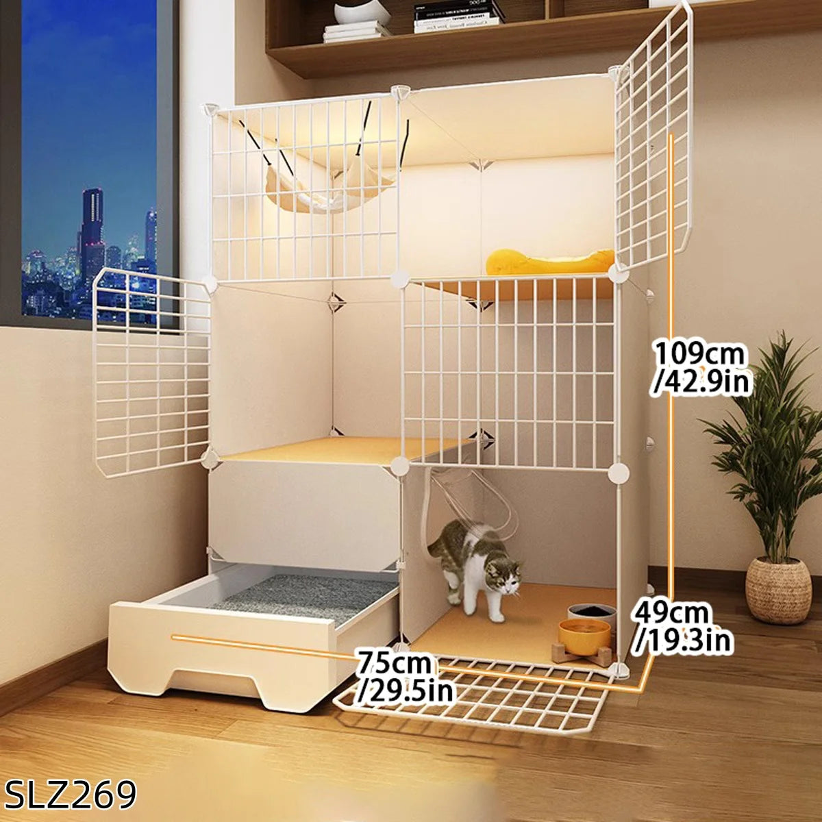 Ultra Cattery Cat Cage with Integrated Litterbox | Cat Safety Hut | Cat Hideaway