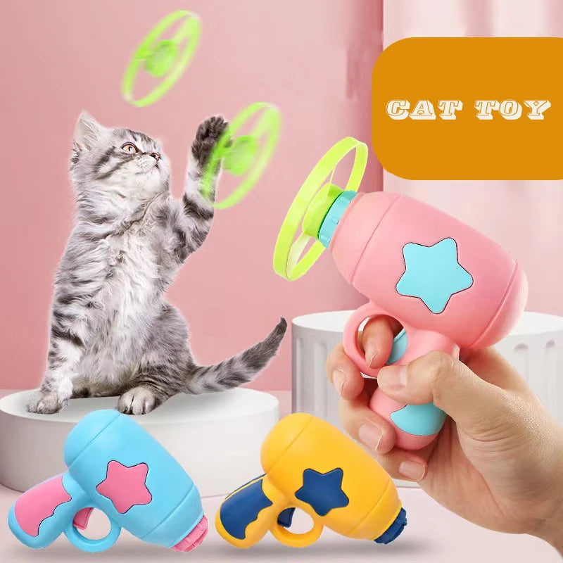 Fun Cat Toy Interactive Launcher for Puppies and Kittens | Soft Ball Gun or Flying Disc Gun
