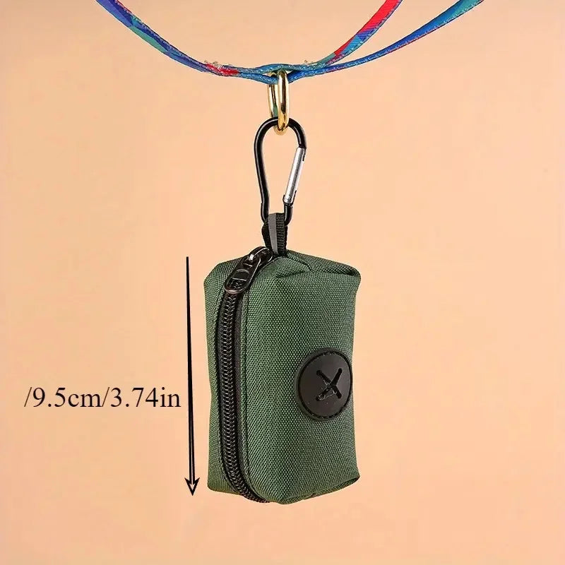 Canvas Dog Poop Bag Holder | Outdoor Pet Waste Bag with Carabiner Clip (Bags not Included)