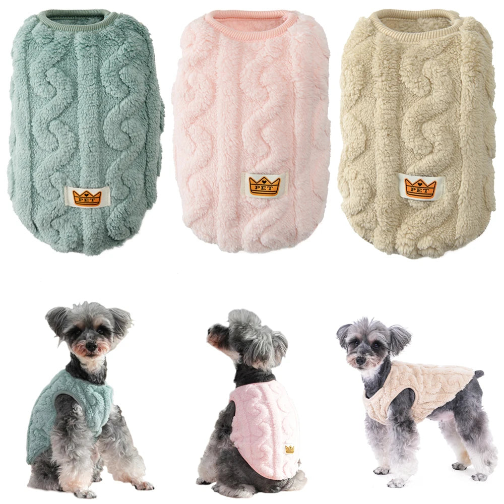Soft Fleece Cable Knit Pattern Sweater for Cats and Dogs