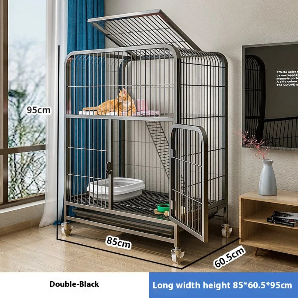 Double Decker Cat Villa on Wheels | Removable Washable Tray