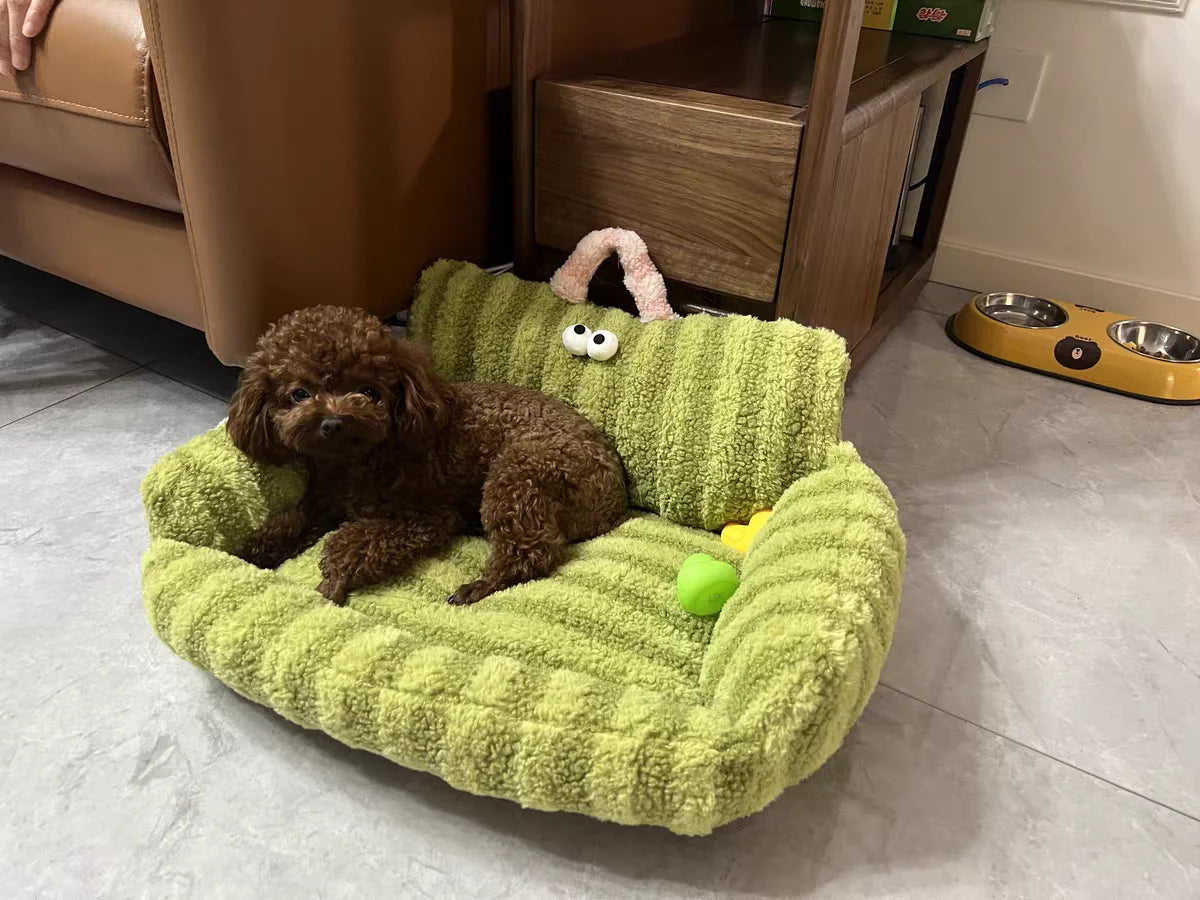 Puppy or Kitten Striped Loveseat Sofa Chair | Soft and Cozy Winter Pet Bed