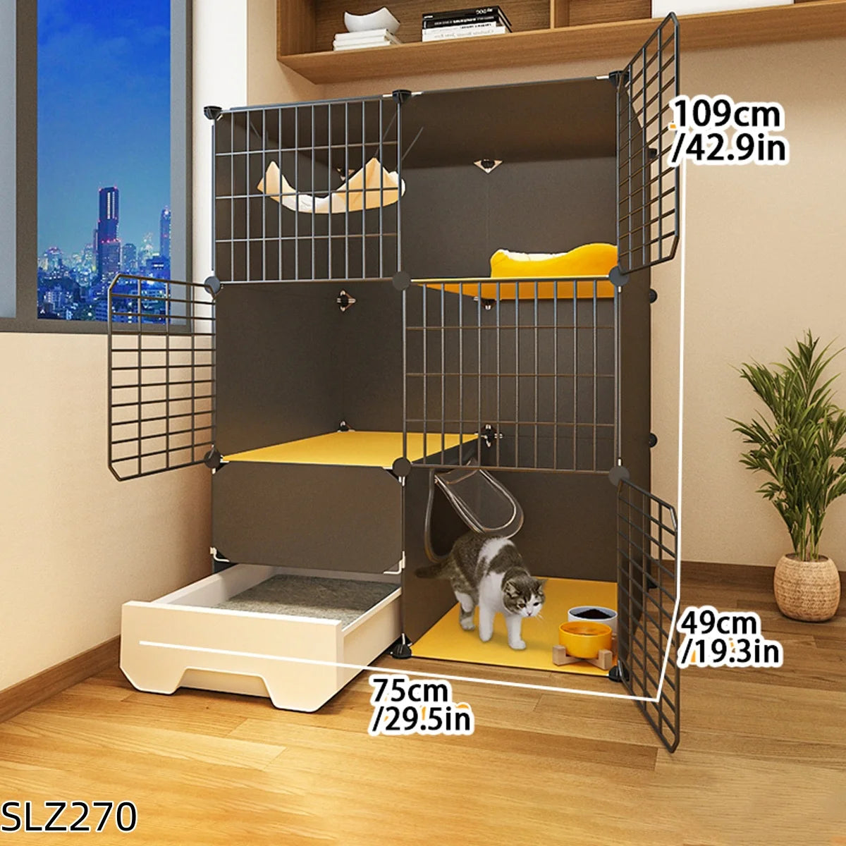 Ultra Cattery Cat Cage with Integrated Litterbox | Cat Safety Hut | Cat Hideaway