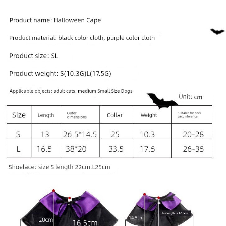 Halloween Dress Up Cat Witch’s Cloak | Multiple Colors