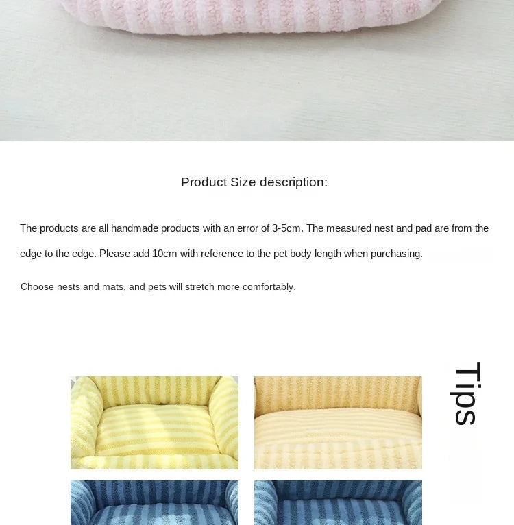 Puppy or Kitten Striped Loveseat Sofa Chair | Soft and Cozy Winter Pet Bed