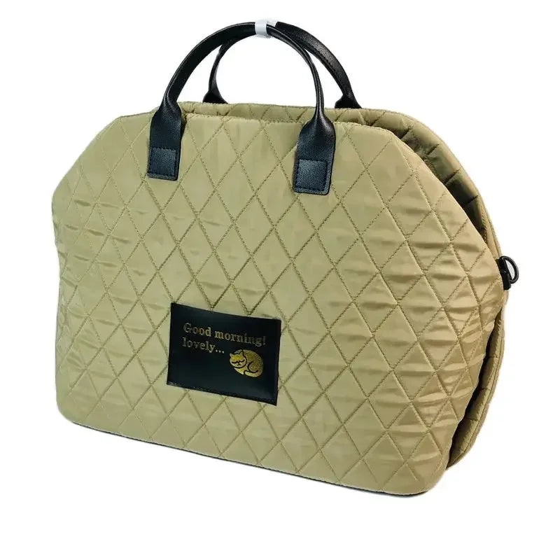 Car Seat | Handbag Cat or Dog Pet Protection Travel Carrier | Gold Pink Beige
