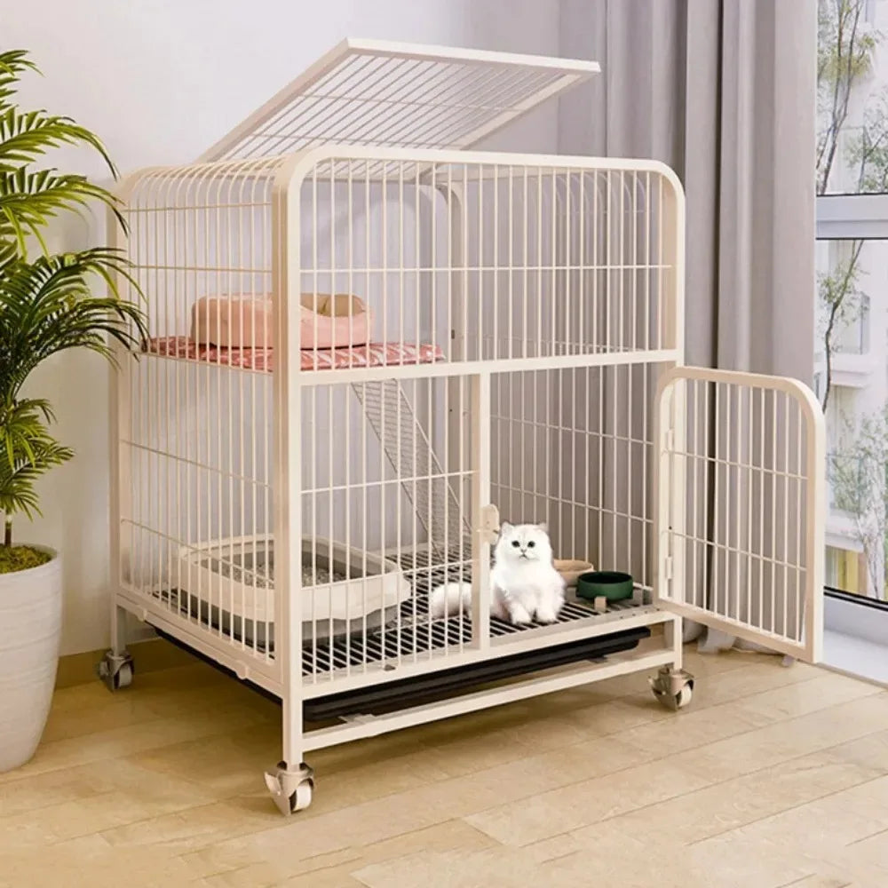 Double Decker Cat Villa on Wheels | Removable Washable Tray