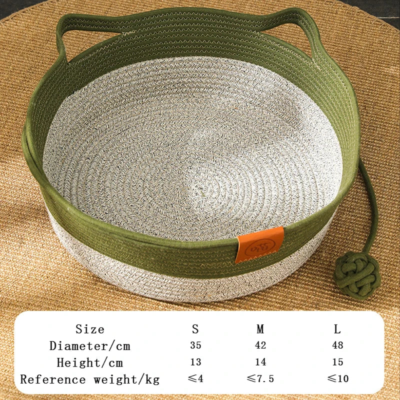Eco-Friendly Natural Handmade Rattan Woven Pet Bed for Cats or Dogs | Washable | All-Season