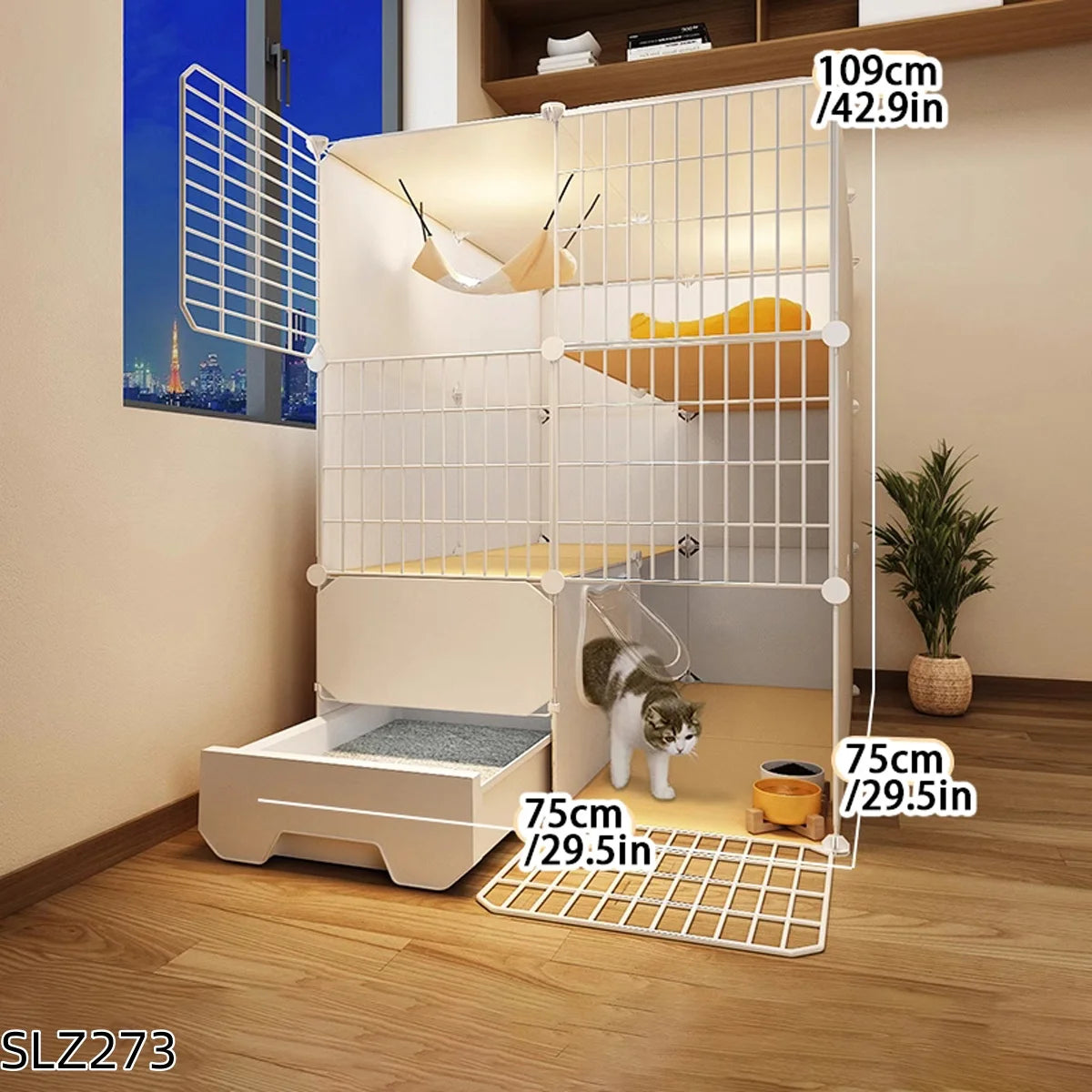 Ultra Cattery Cat Cage with Integrated Litterbox | Cat Safety Hut | Cat Hideaway