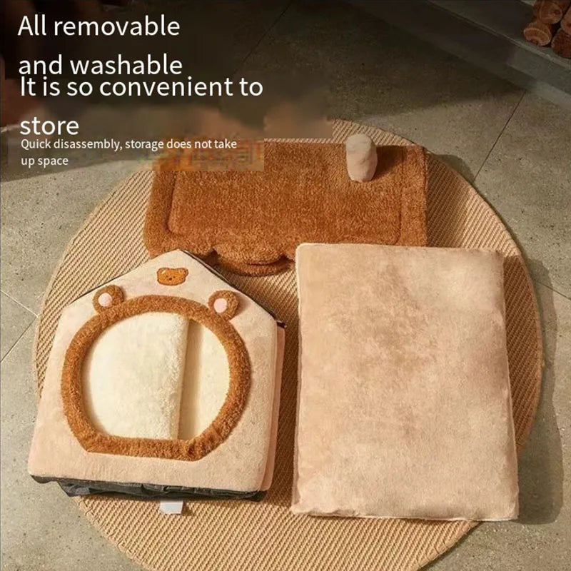 Cozy Gingerbread House for Dogs or Cats | Winter Wonderland | Washable