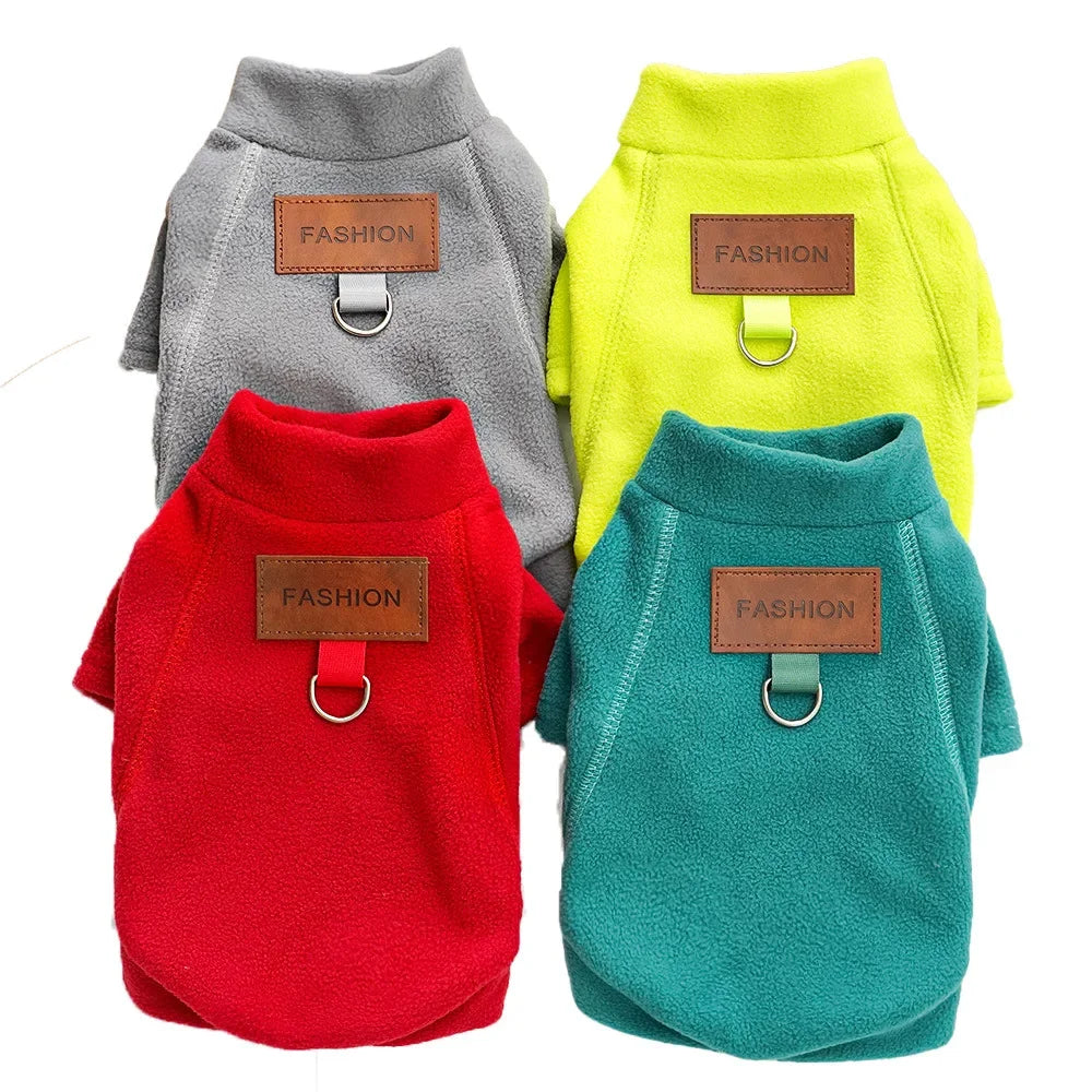 Warm Cozy Polar Fleece Dog or Cat Winter Coat | Red Grey Yellow Teal