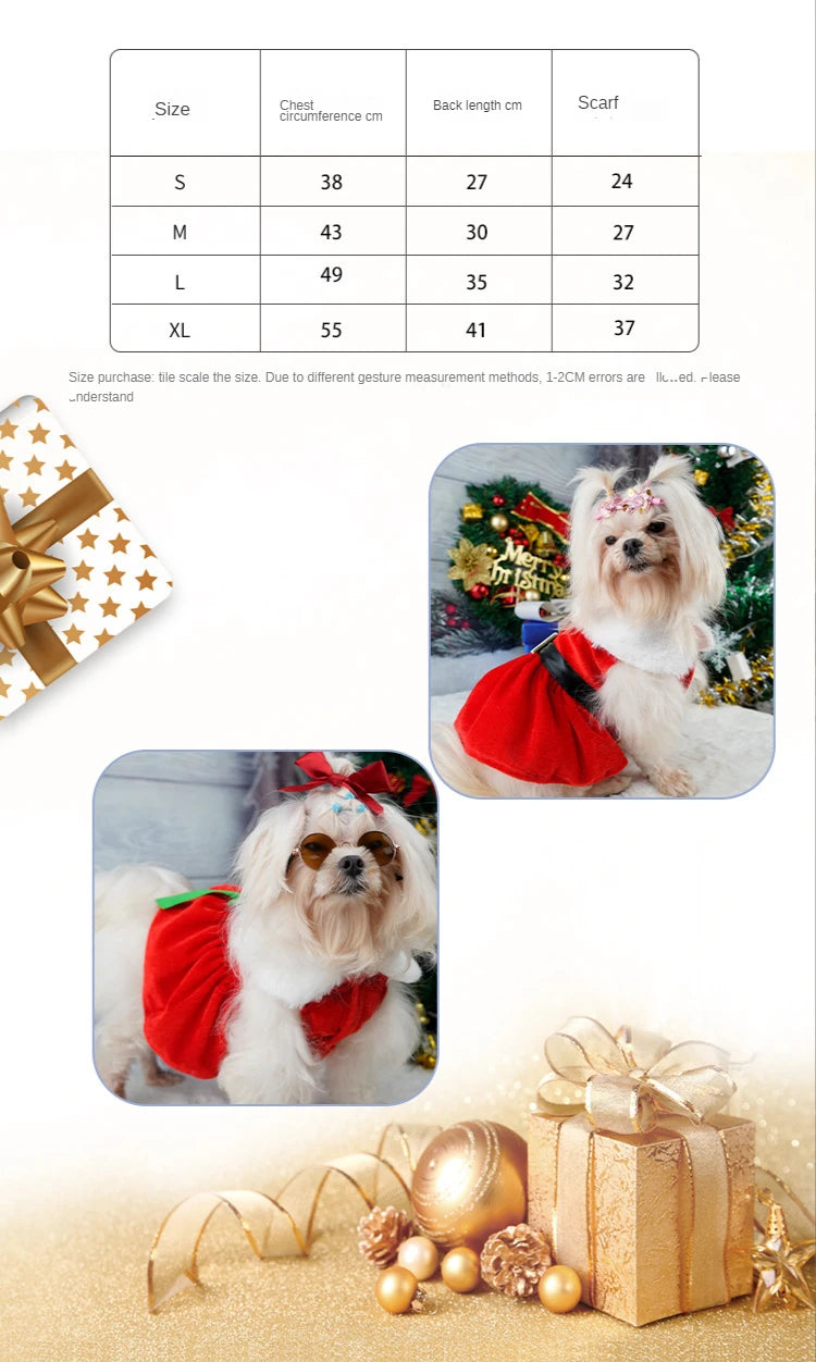 Glamorous Holiday Christmas Dog Dress Xmas | Santa’s Buckle or Festive Green Ribbon Belt