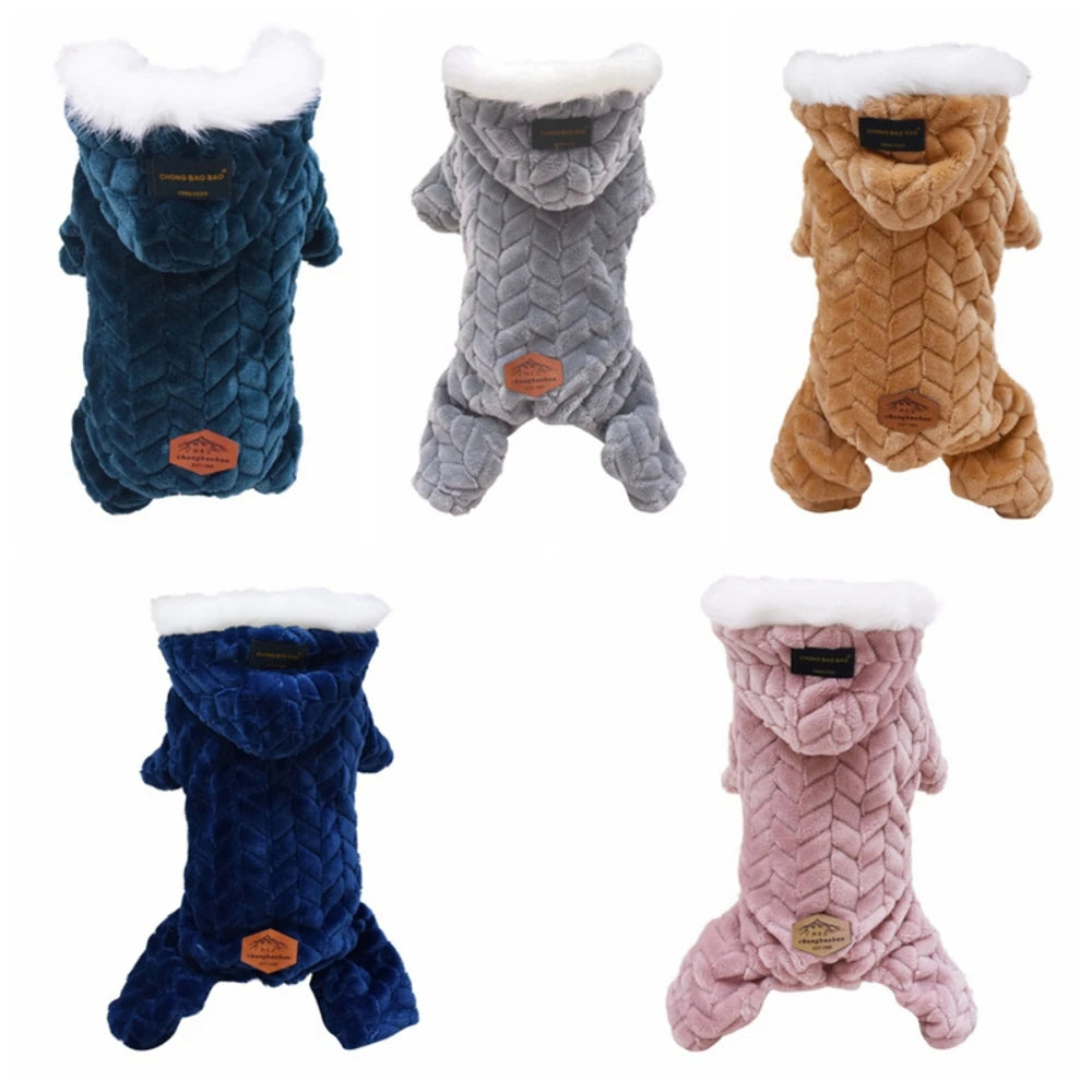 Winter Fleece Dog Wind-resistant Jumpsuit