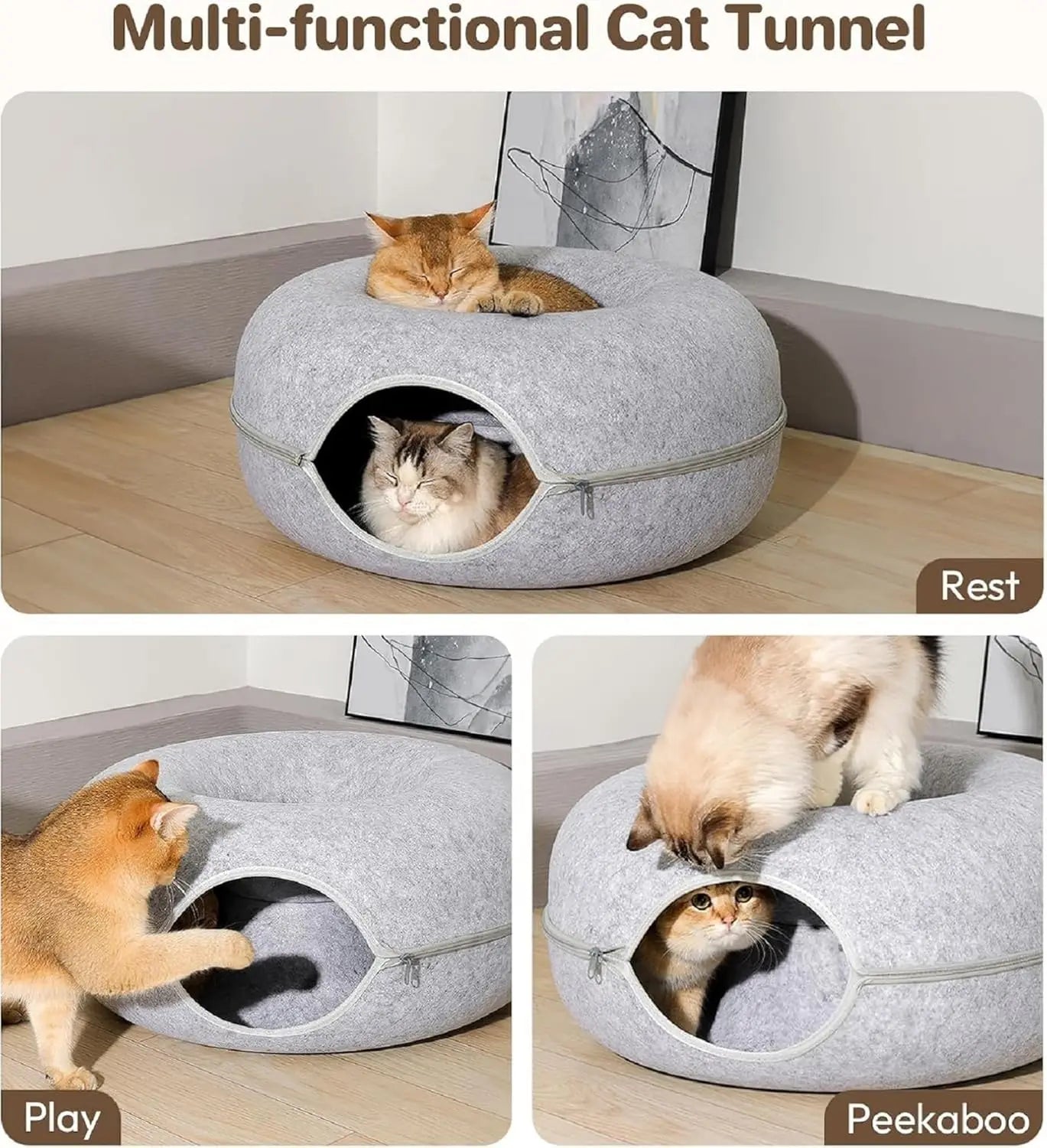 Peekaboo Felt Cat Donut Tunnel