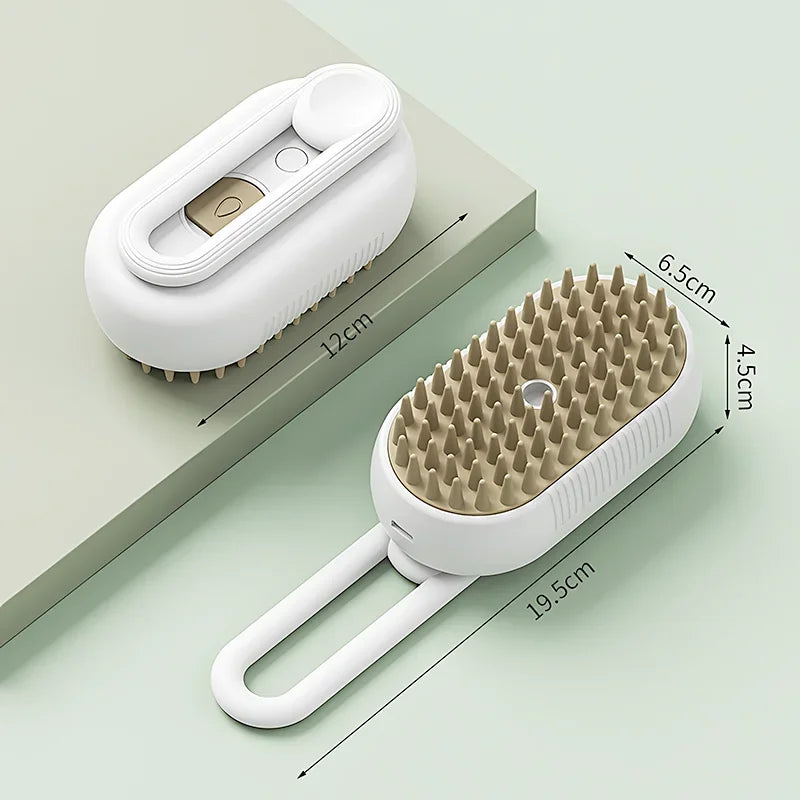 Peppy Orange Or White Pet Steam Brush 3-in-1