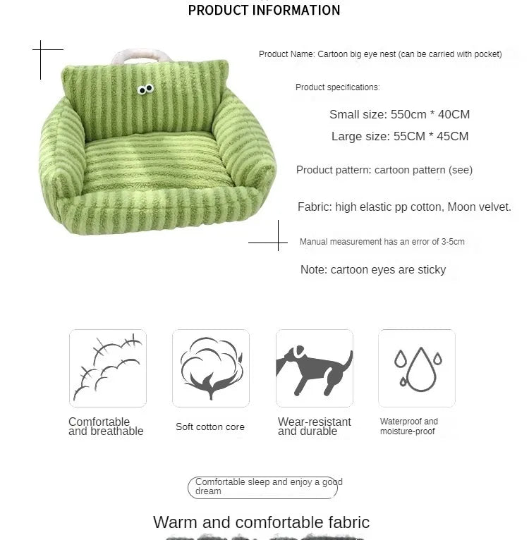 Puppy or Kitten Striped Loveseat Sofa Chair | Soft and Cozy Winter Pet Bed