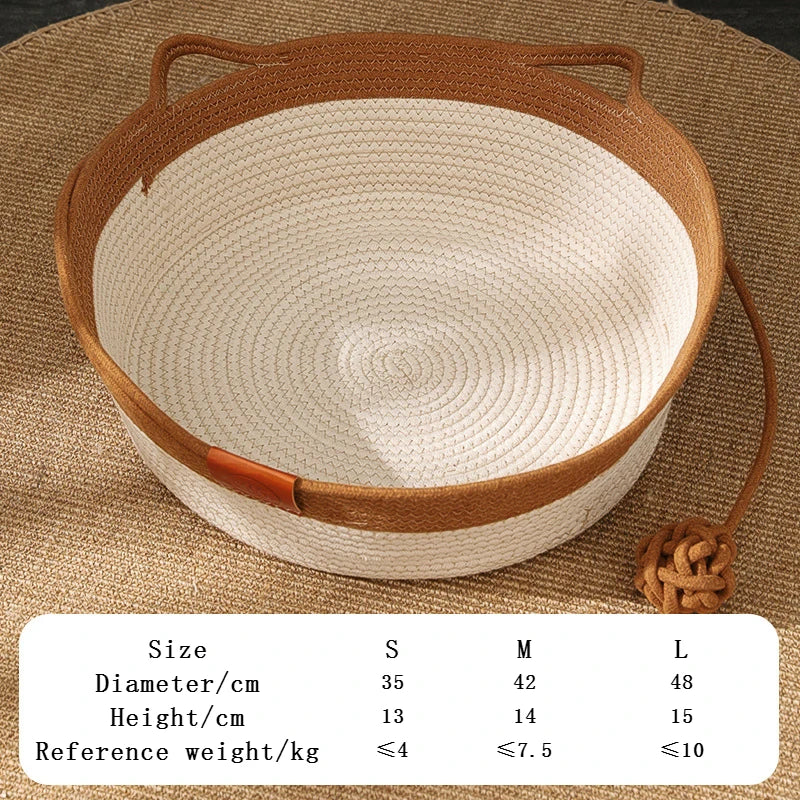 Eco-Friendly Natural Handmade Rattan Woven Pet Bed for Cats or Dogs | Washable | All-Season