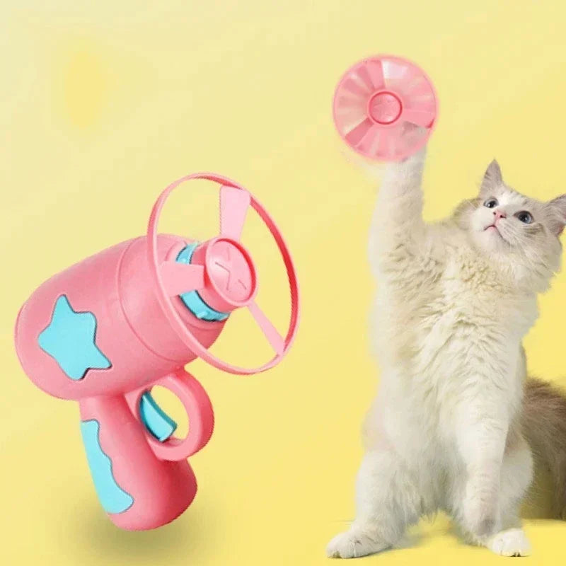 Fun Cat Toy Interactive Launcher for Puppies and Kittens | Soft Ball Gun or Flying Disc Gun