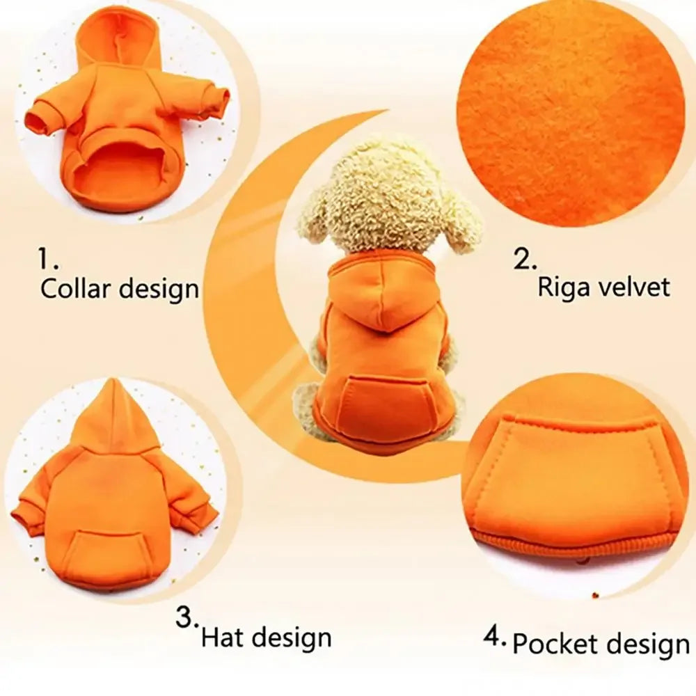 Pet Hooded Sweatshirt for Dogs and Cats with Pocket