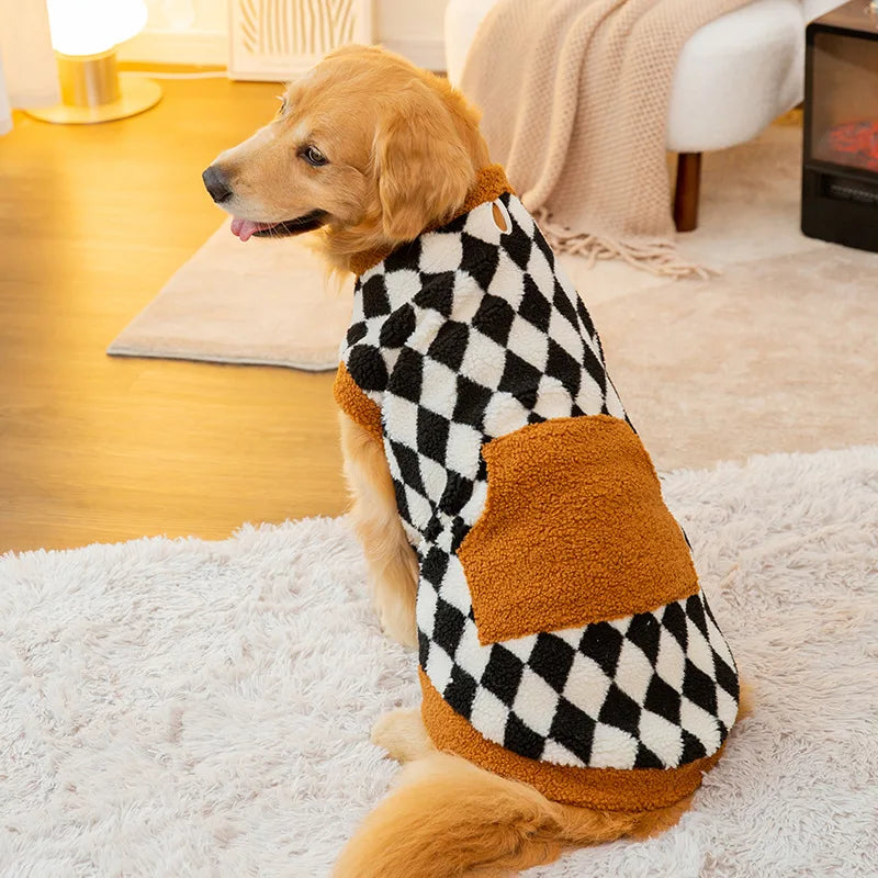 Prepster Classic Large Dog Sweater for Winter | Yellow Daisy or Checkerboard