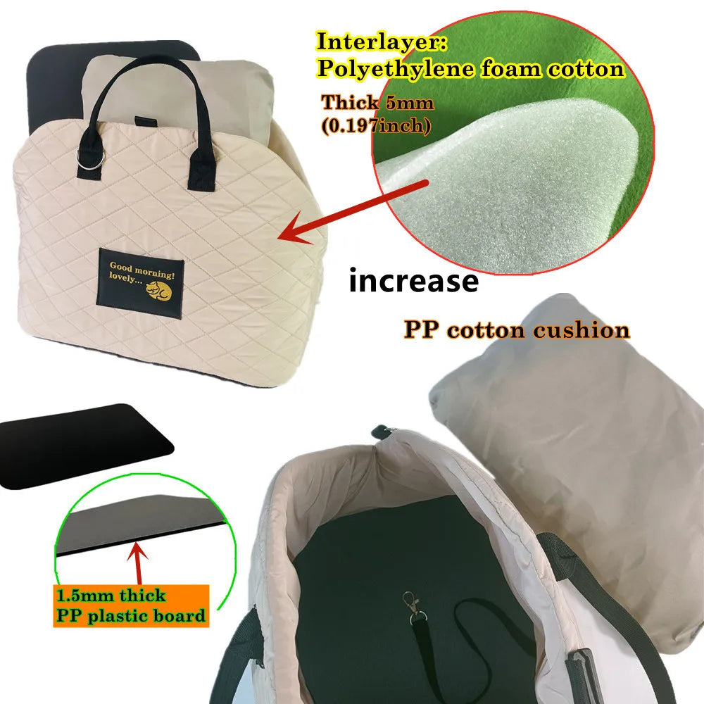 Car Seat | Handbag Cat or Dog Pet Protection Travel Carrier | Gold Pink Beige