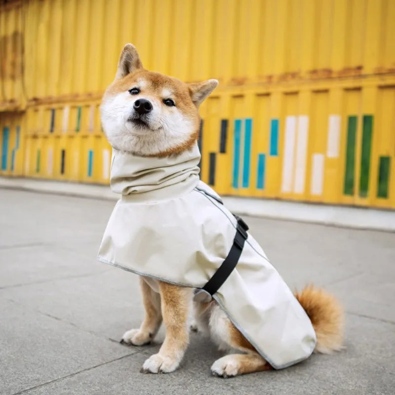 Large Dog Waterproof Raincoat Poncho | Beige Yellow Black