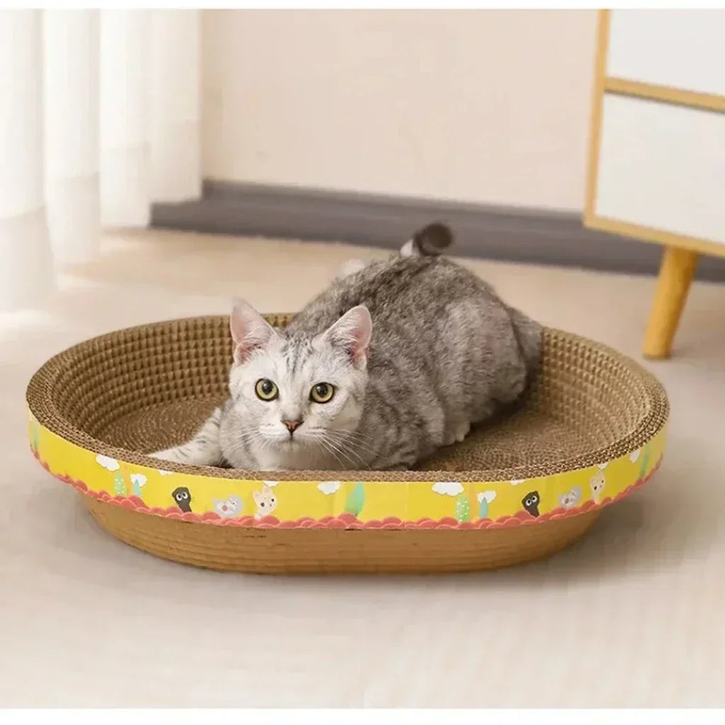 Oval Corrugated Cardboard Cat Scratching Board | Bed