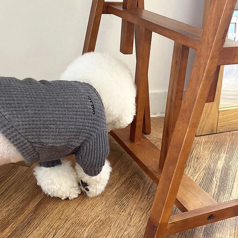 Trendy Waffle Knit Dog Sweater for Autumn Walks | Pink Grey Khaki Navy White