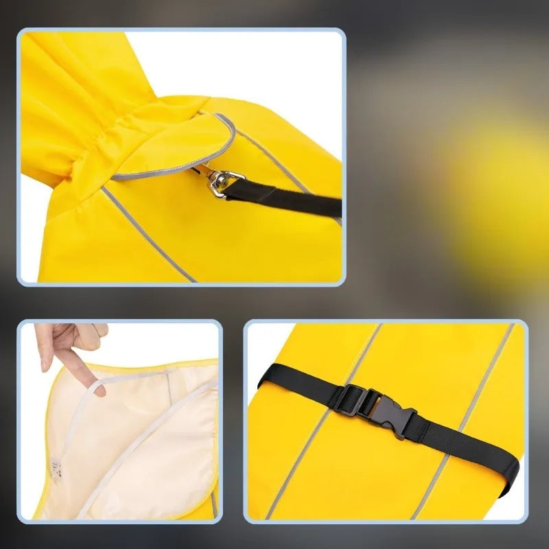 Large Dog Waterproof Raincoat Poncho | Beige Yellow Black