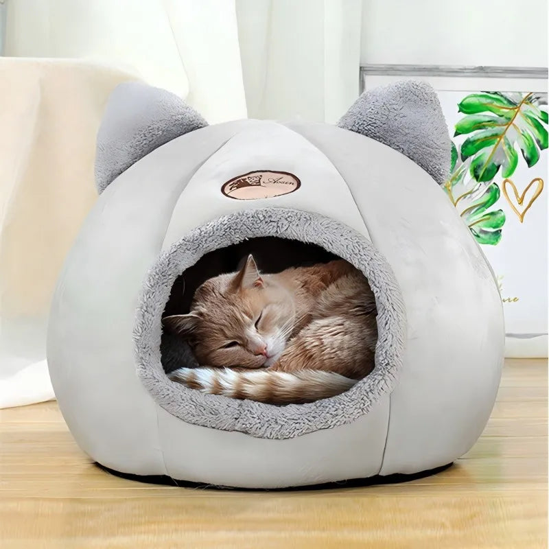 Warm Fleece Cat-Ear Style Pet Bed | Machine Washable | Cozy