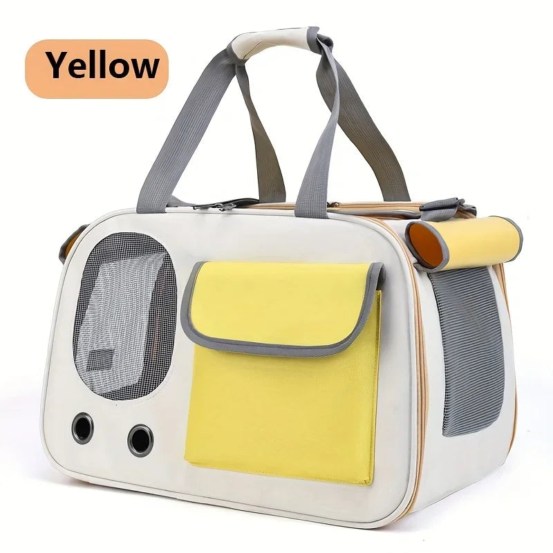 Retro Camper Washable Pet Travel Carrier For Cats And Dogs | Yellow Green Black