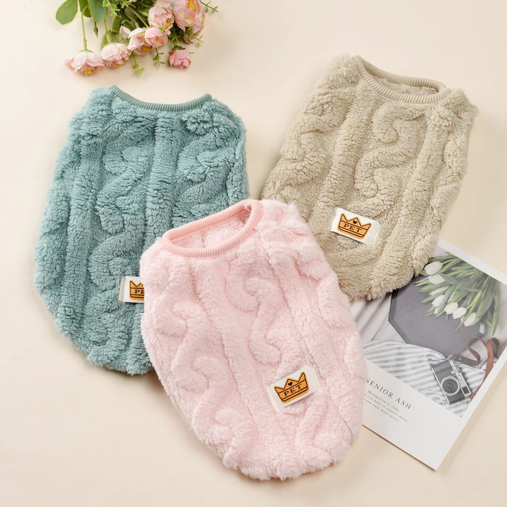 Soft Fleece Cable Knit Pattern Sweater for Cats and Dogs
