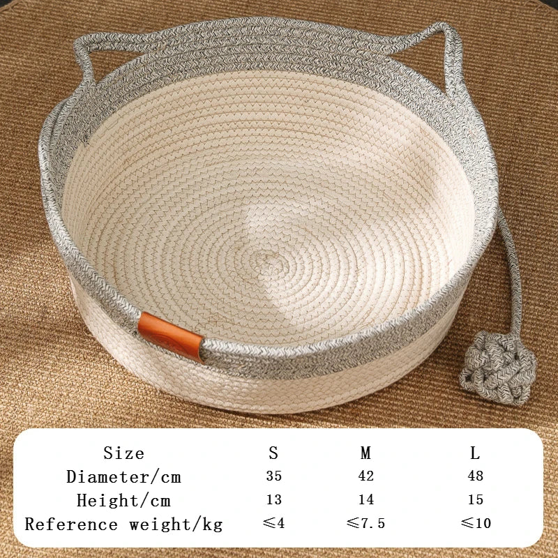 Eco-Friendly Natural Handmade Rattan Woven Pet Bed for Cats or Dogs | Washable | All-Season