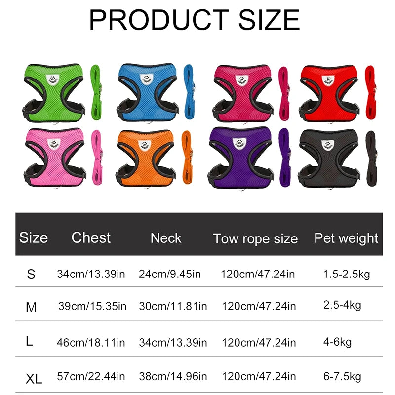 Summer Cat or Dog Harness Adjustable Vest | Polyester Mesh | Breathable