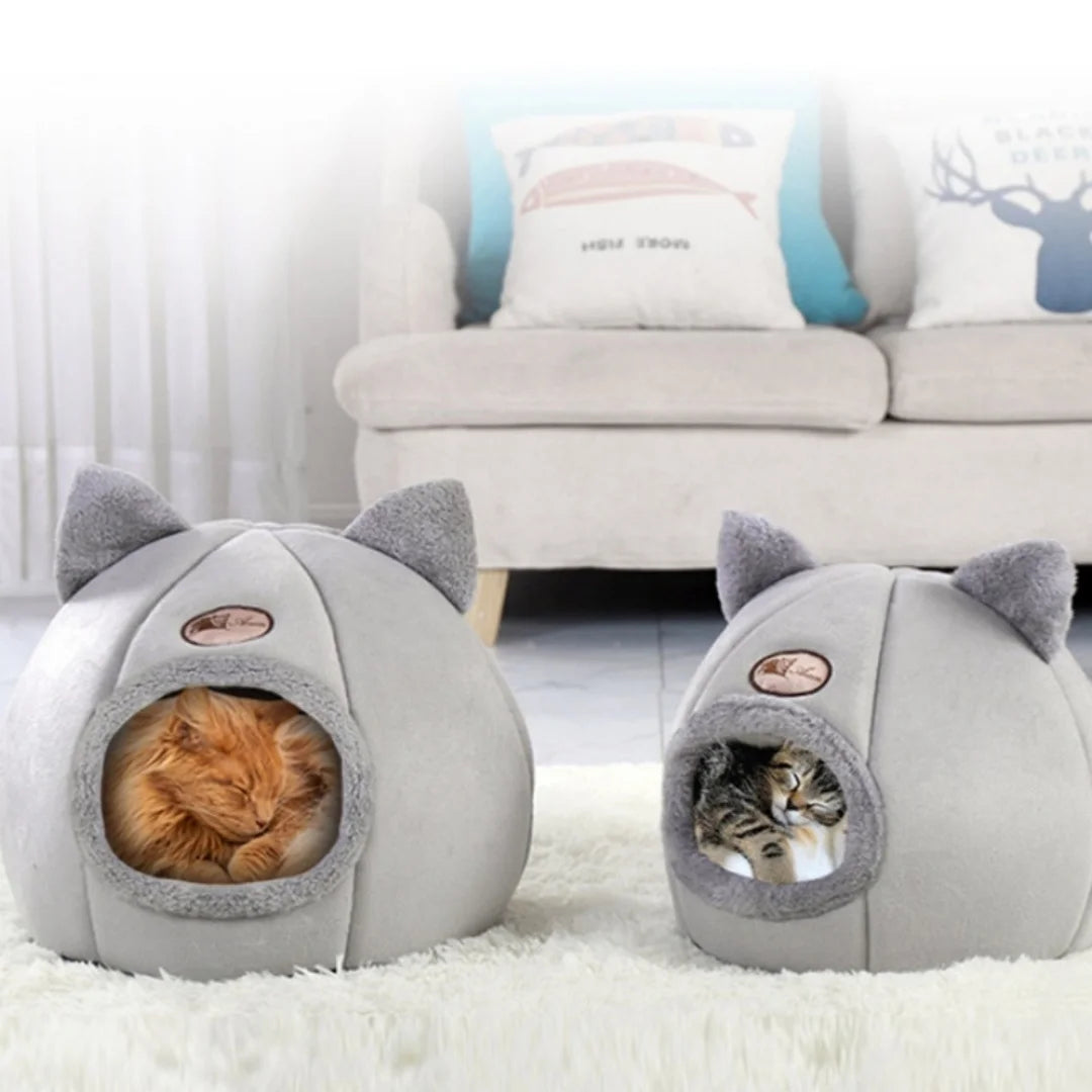 Warm Fleece Cat-Ear Style Pet Bed | Machine Washable | Cozy