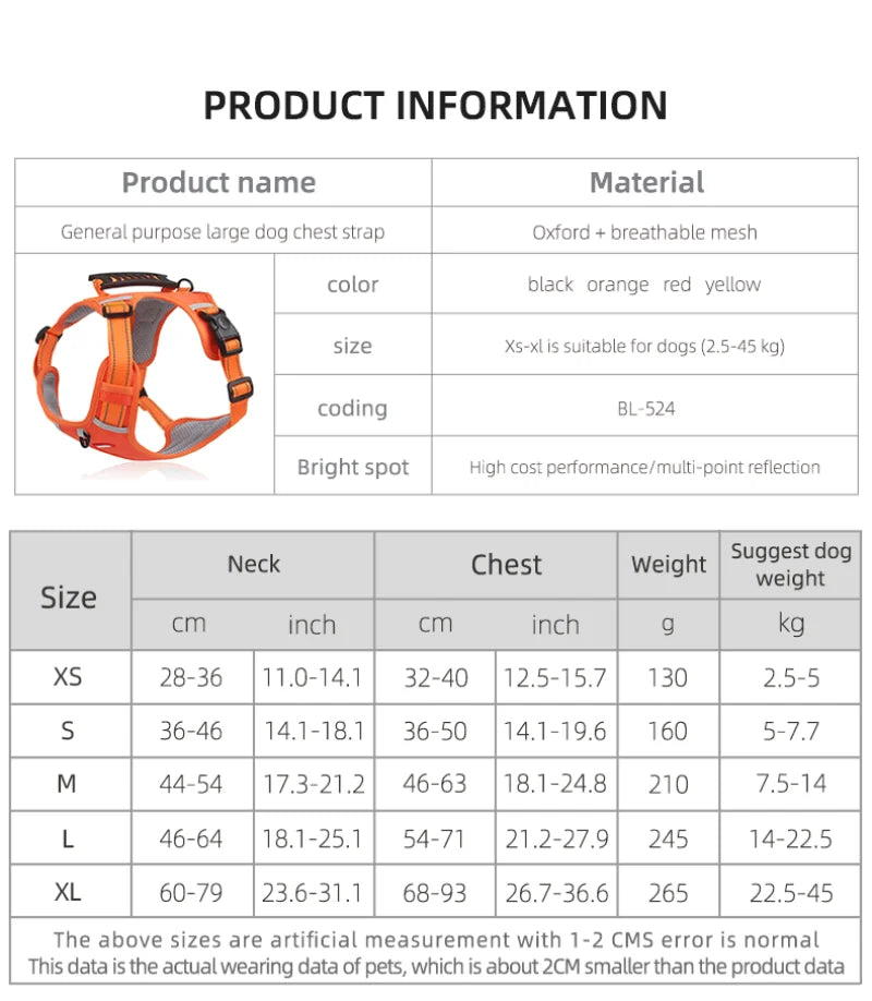 Reflective Dog Chest Harness
| Sturdy | Comfortable