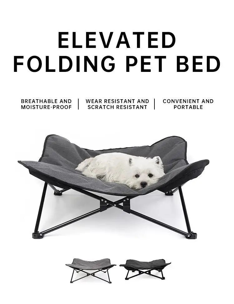 Elevated Outdoor Camping Foldable Pet Bed with Support and Mattress