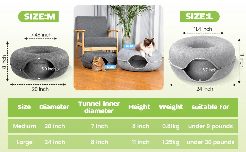 Peekaboo Felt Cat Donut Tunnel
