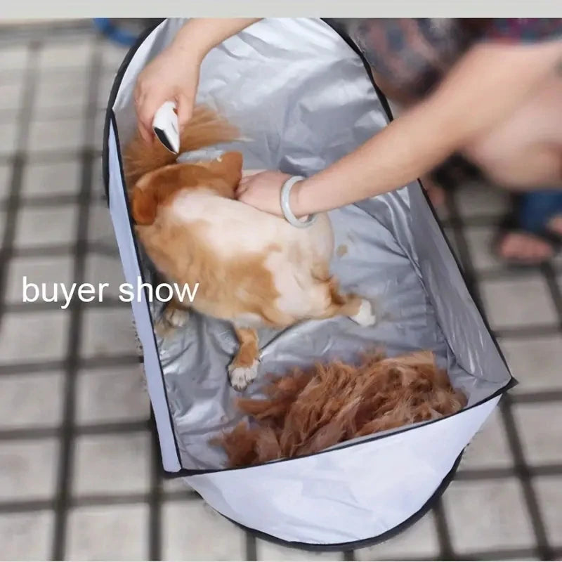 Dog and Cat Easy Hair Catcher Tent | Waterproof Adjustable Breathable Mesh for Shaving/Brushing