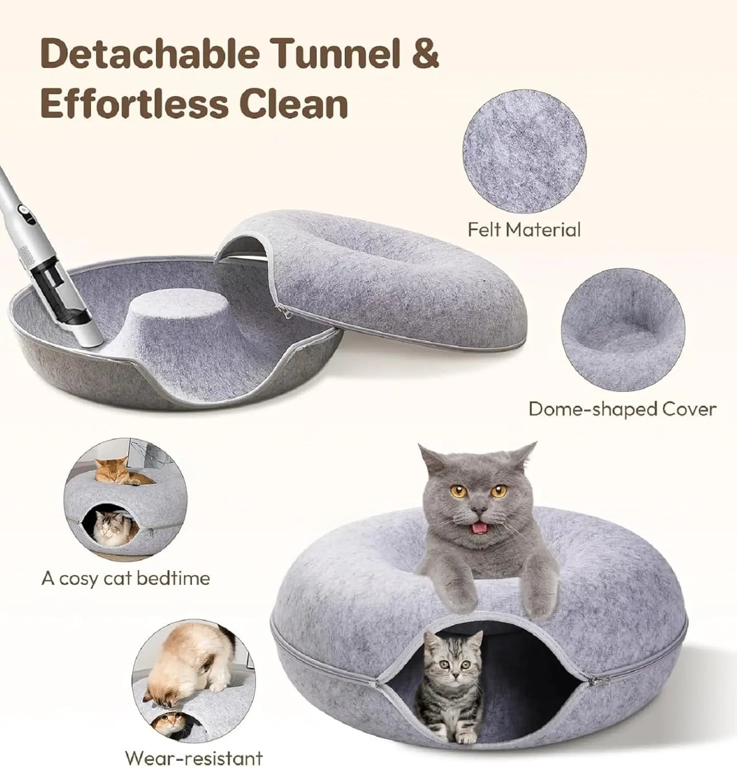 Peekaboo Felt Cat Donut Tunnel