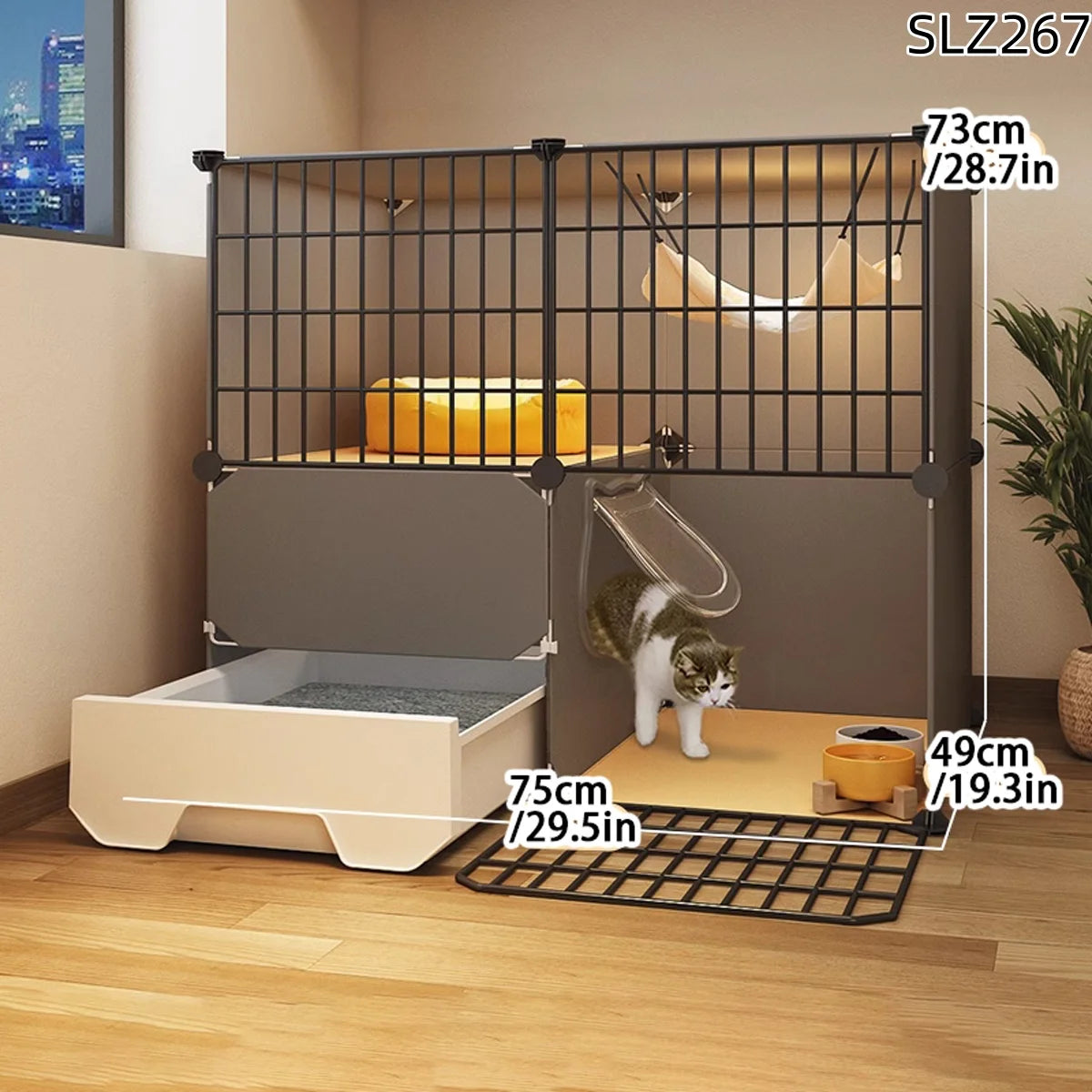 Ultra Cattery Cat Cage with Integrated Litterbox | Cat Safety Hut | Cat Hideaway