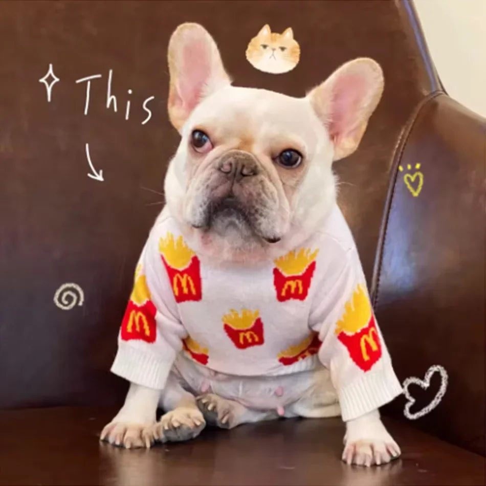 Soft Cotton French Fries Sweater for Dogs